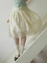 フラワーレースデザインの透け感あるミディスカート【小柄対応・Aライン・夏用】（セットアップ対応）