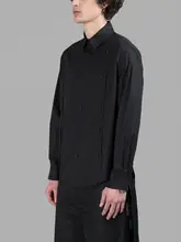 黒のシャツ メンズ 多ボタン デコレ構造 創造的 長袖 ダークアートスタイル