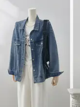 4U4U レディース デニムジャケット【ウォッシュ加工・クラシックデザイン・秋用・ゆったりシルエット】