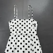 フレンチスタイルの大波点マキシドレス【エレガント・細身効果・キャミソール】