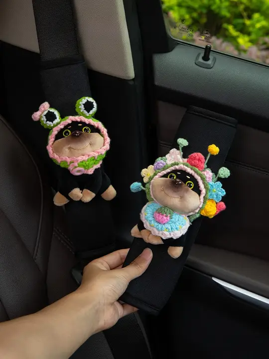 可愛いビーグルデザインの自動車用安全帯肩パッド【クッション付き・女性向け・おしゃれインテリア】