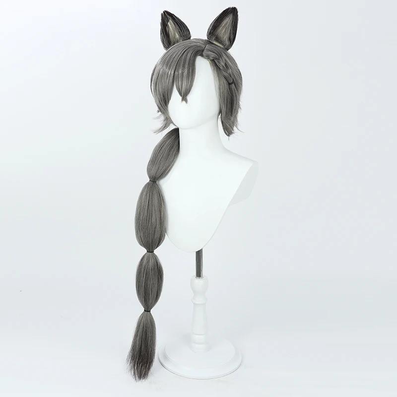 灰色の獣耳付きコスプレウィッグ【長髪・太めの編み込み】：ゲームキャラクターにふさわしい高精度ヘアスタイルの実装ガイド