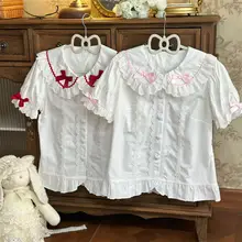 可愛いデザインのショート袖ブラウス【ロリータスタイル・夏用・通年対応】