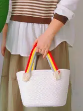 ハンドメイドカラーバケツバッグ【収納用・コットン糸製・ピクニック用】