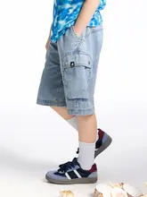 通気性のあるストレッチデニム 男の子用ショートパンツ【夏用・デザインシンプル】