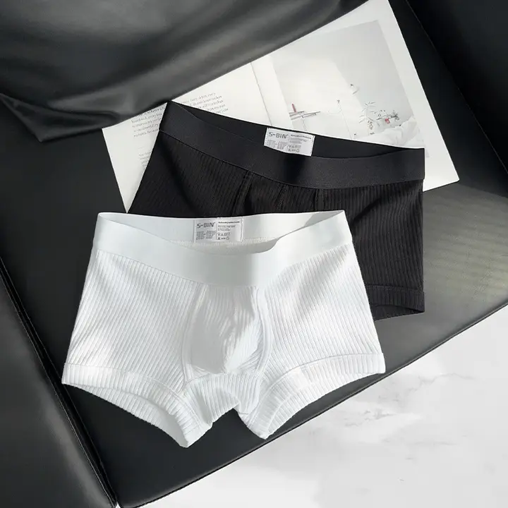 男性用平角パンツ【中低腰・無地・コットンリブ・快適・通気性】（セットアップ対応）