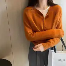 秋冬用 無地ラウンドネック100%カシミヤカーディガン【ゆったりサイズ・体型カバー・ニット】