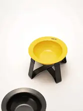 陶製ペット犬用ボウル【ディスク型・防黒あご・首保護・主食やおやつに最適】