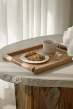 木製アロマトレイ【高級感ある朝食お菓子収納盤・インテリア装飾用】