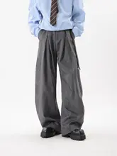 デザイン性のある解構したちりめんのウエストパンツ【秋用・ワイドレッグ】