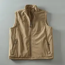 リバーシブル仕様の防風・撥水アウトドア用フリースベスト【メンズ・ミリタリーデザイン・立 Collar】