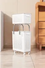 大容量 おしゃれなランドリーバスケット【家庭用・洗面所用・収納便利】