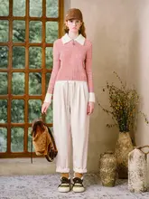 シンプルで洗練されたデザイン！撞色のニットカーディガン【極上の柔らかさ・フィット感】