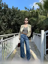 春用レース切替デザインのワイドストレートデニムパンツ【リメイク風・ゆったりフィット】