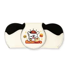 可愛い犬デザインのレザー製眼鏡ケース【車載用・サンバイザークリップ付き】