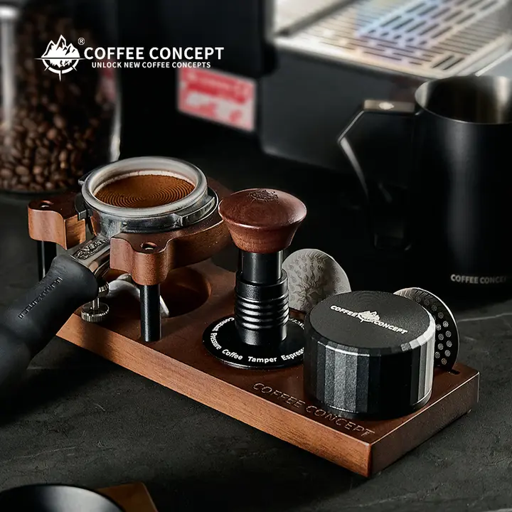 萌えクマ コーヒープレス付き コーヒーの粉圧縮器【北米産くるみ製・収納付き】（セットアップ対応）