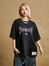 荊棘柄ウォッシュド不規則デザイン短袖Tシャツ【アメリカンストリートスタイル】