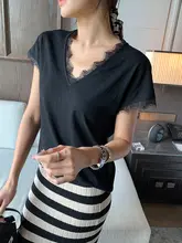 Gaby レースパッチワーク半袖Tシャツ【軽やかでコーディネートしやすい・ルーズフィット】