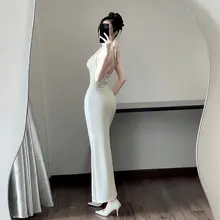 セクシーなブラックレース切替ハイネックドレス【夏用・フィット感・イブニングウェア】