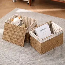 収納バスケット【ニセラタン製・フタ付き・和風・お菓子収納用】