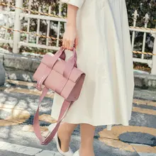 レザー製ミニトートバッグ【手提げ・ショルダー対応・ボタン留め・女性用】