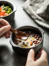 創意デザインの両耳付き小鉢【蒸し卵・デザート・粥・朝食用・ホテル食器】