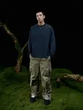 TANOXI P312 高密度コットン&スパンデックス 雪花ウォッシュ加工 大 pocketカジュアルパンツ