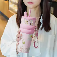 高容量の保温スリムカップ【女性向け・カラフルデザイン・陶器製・携帯用】