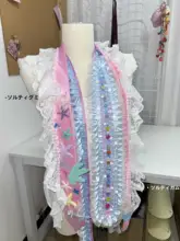 レトロデザインのレース付きネクタイ風スカーフ【個性的でおしゃれ】