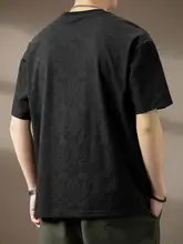 立体浮彫りデザインの男性用短袖Tシャツ【夏向け・ゆったりフィット・カジュアル】