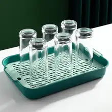 二重水切りトレイ付きガラスカップ収納ラック【家庭用・ティーカップ・酒杯用】