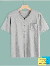 綿製 短袖開衫 メンズVネックTシャツ【夏用・軽量・ウェア】