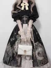 バタフライクロックデザインのヴィンテージロリータドレス【コットン混・衿付き・半袖・スカート】
