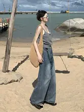 高腰ワイドレッグデニムパンツ【アメリカンスタイル・フィット・ヴィンテージウォッシュ】（セットアップ対応）