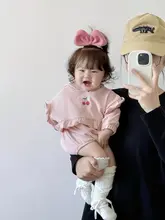 かわいい赤ちゃん用ロンパース【春秋用・フード付き・サクランボ柄・長袖】