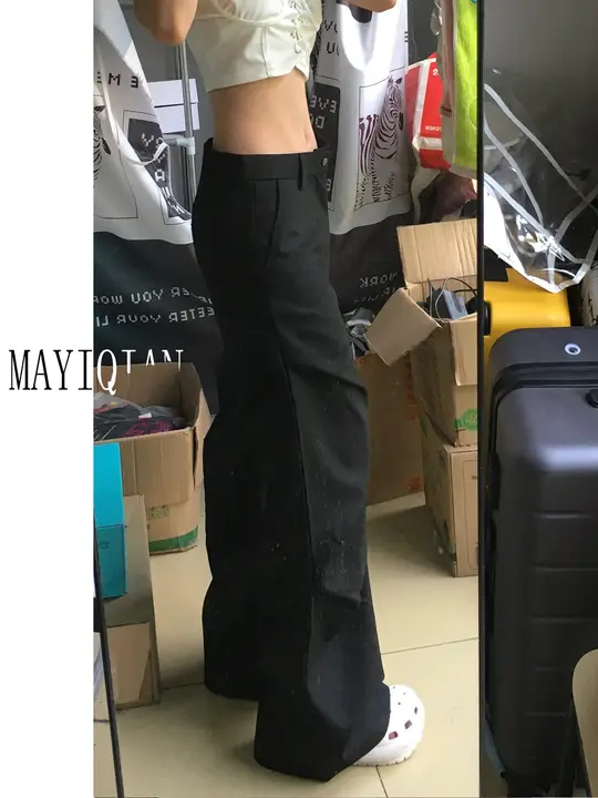 175センチ対応のロングブラックワイドレッグカーゴパンツ【夏用・速乾・フィット】