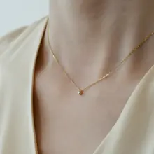 高級極簡デザインの18kゴールドダイヤモンドペンダントネックレス【鎖骨にフィット】