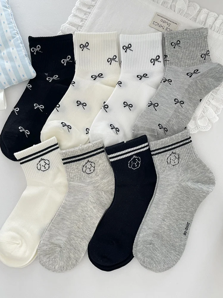 可愛い小犬刺繍の短丈靴下：春夏向け薄手デザインの実用性と使用シーン