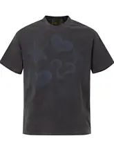 ユニセックス ビンテージ風 星柄プリント 半袖Tシャツ【ストリートスタイル・ウォッシュ加工】