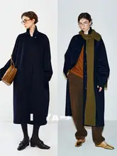 レトロデザインのロングコート【キャメル色・極上の柔らかさ・風防デザイン】
