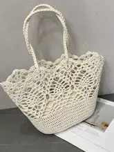 手作り編みのオープントートバッグ【ビーチ用・大容量・シングルショルダー】