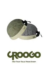 帽子 メンズ ドッカー帽 刺繍 バイカラー ノーブリム ロールアップ アメカジ ヴィンテージ ストリート 「CROOGO」