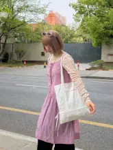 花束デザインの刺繍トートバッグ【キャンバス製・ショルダーストラップ付き・結び目デザイン】