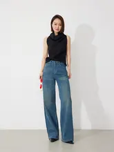 RUGOSAM ハイウエストデニムパンツ【レトロデザイン・ワイドレッグ・古着風】