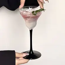 カクテルグラス マルガリータグラス シャンパングラス スパークリングワイングラス ステムグラス ブラックステム カーブステム ユニークデザイン おしゃれ