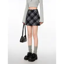 学院風チェック柄Aラインスカート【高ウエスト・春夏用・ミニ丈】
