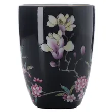 手描きの玉蘭花デザインマグカップ【陶器製・家庭用・茶器】