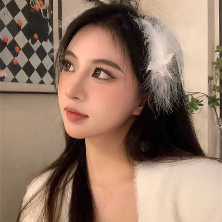 かわいいおしゃれな千羽鶴アレンジ用羽毛ヘアクリップ【春向け・美しいスタイル】