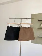 おしゃれなデザインの低腰スエード風タイトスカート【防透け・秋冬用】（セットアップ対応）