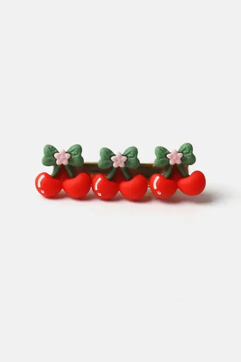 木製カートゥーンフルーツヘアクリップ【少女向け・かわいい・サイドクリップ】